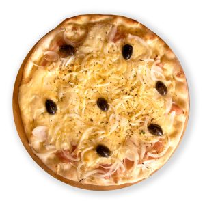 Pizza de fugazzeta y jamón