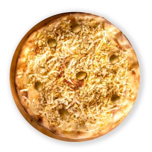 Pizza de muzzarella con huevo