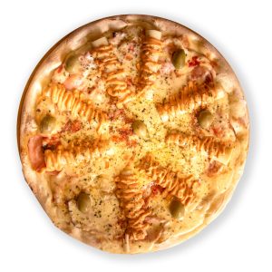 Pizza de palmitos con jamón