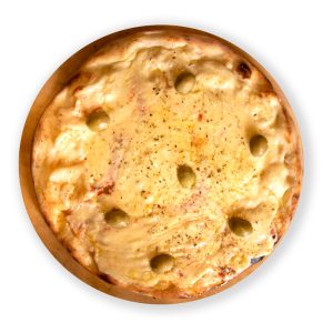 Pizza provolone con jamón